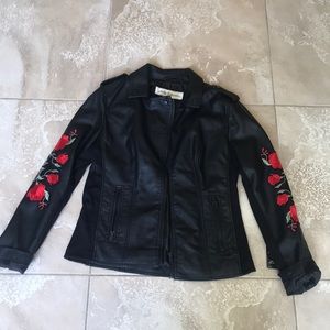 Rose Embellished leather jacket